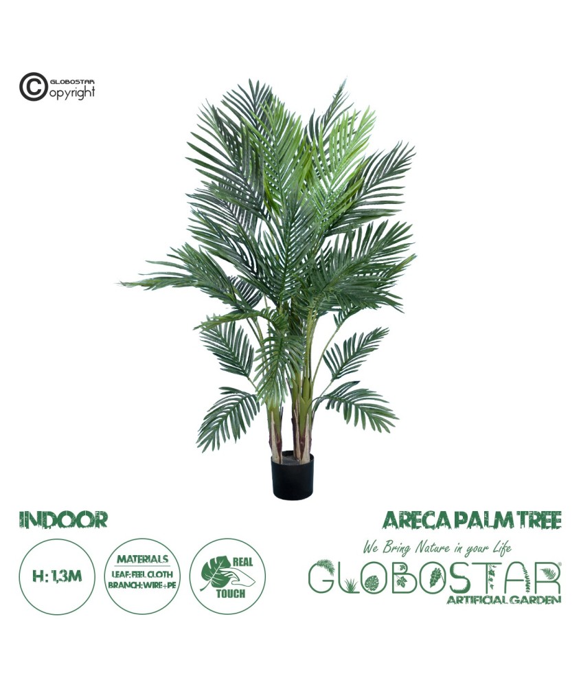 GloboStar® Artificial Garden ARECA PALM TREE 20012 - Τεχνητό Διακοσμητικό Φυτό Φοινικόδεντρο Αρέκα Υ130cm